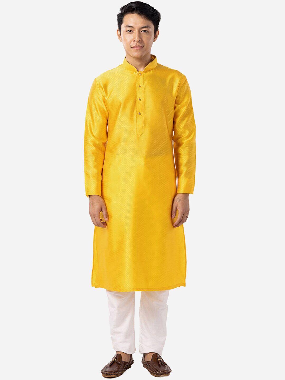 the kurta company geometric woven design mandarin collar kurta