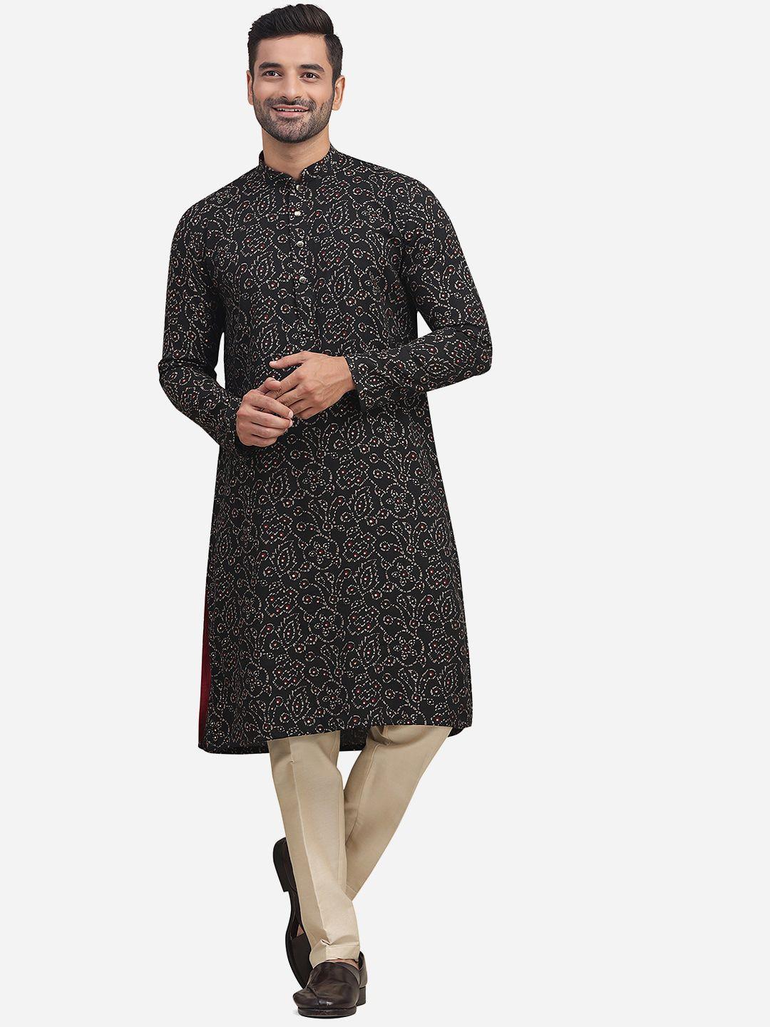 the kurta company mandarin collar ethnic motif printed cotton straight kurta