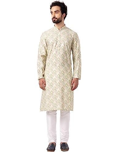 the kurta company men cotton silk blend pink printed kurta | easy to wear ethnic designer kurtas for men | perfect for any occasion | size: 42