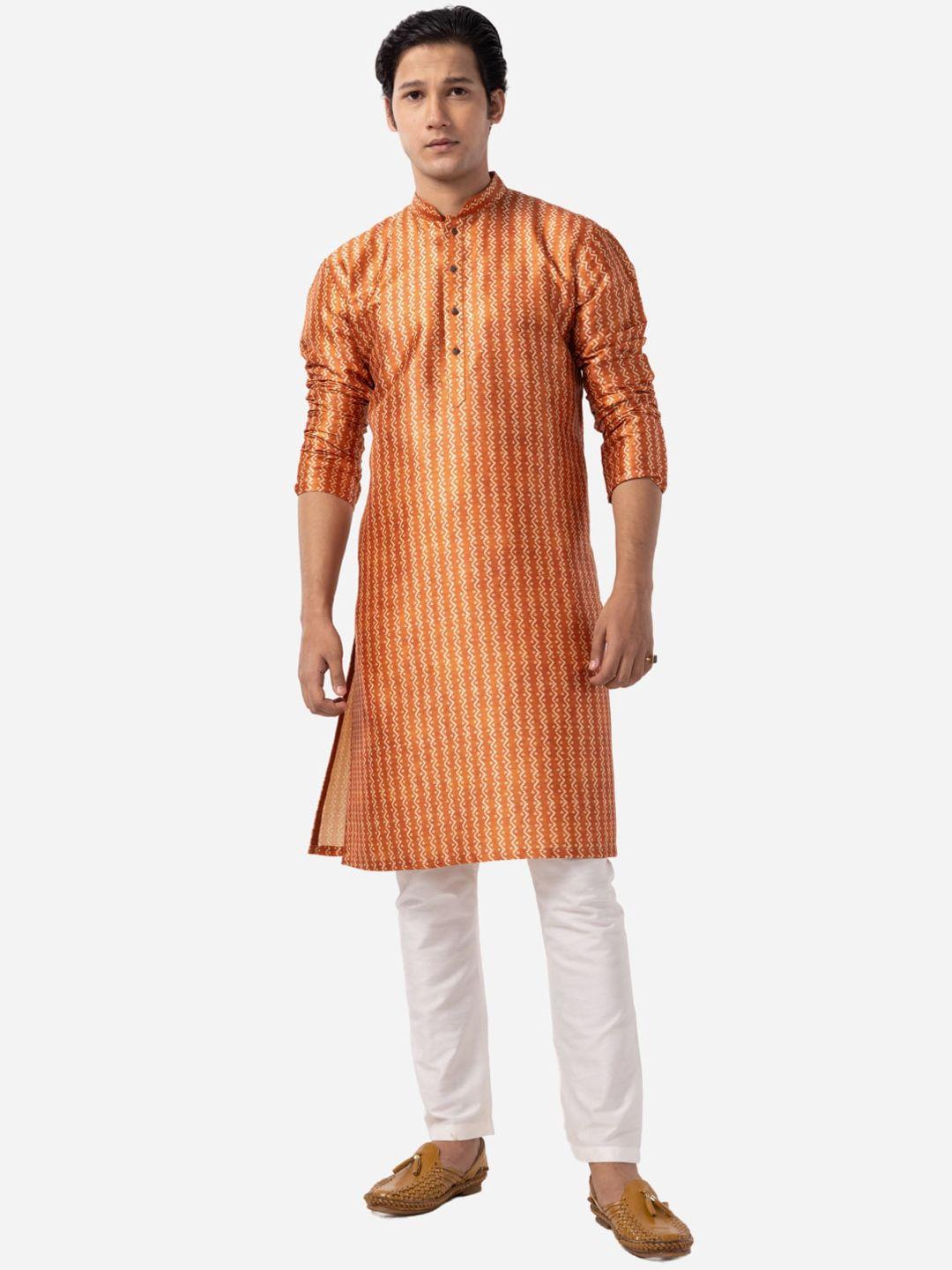 the kurta company striped mandarin collar kurta