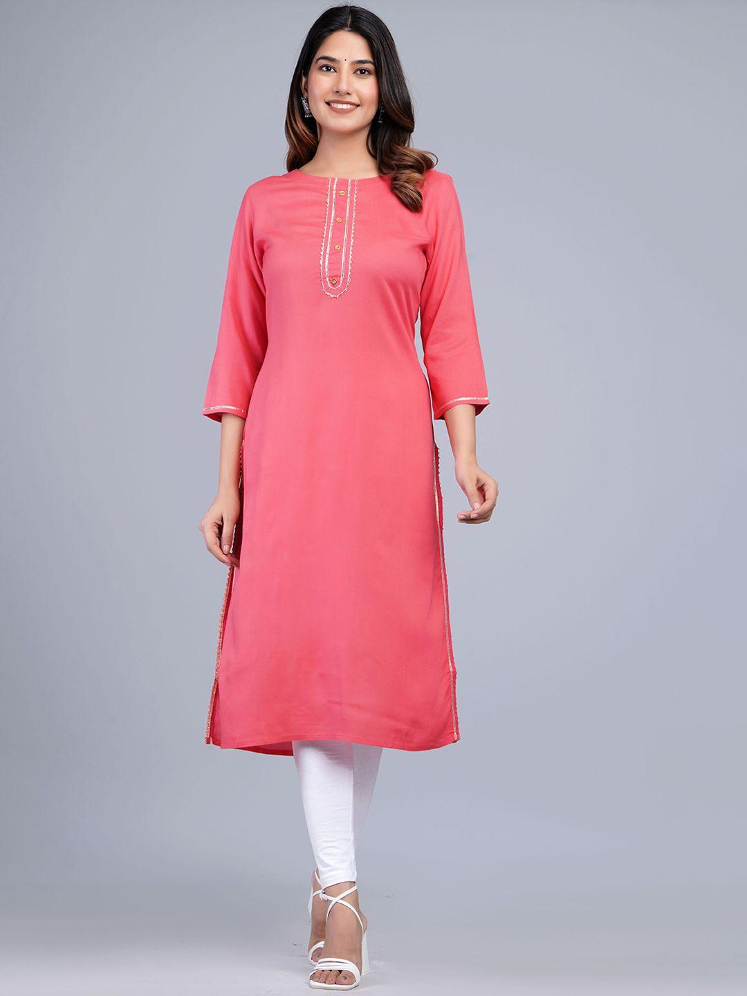 the kurta express boat neck gotta patti detail kurta