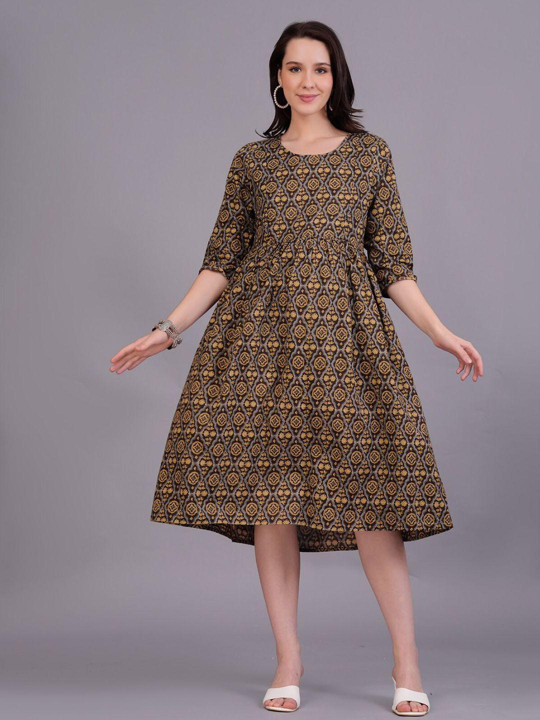 the kurta express ethnic motifs print maternity a-line midi dress