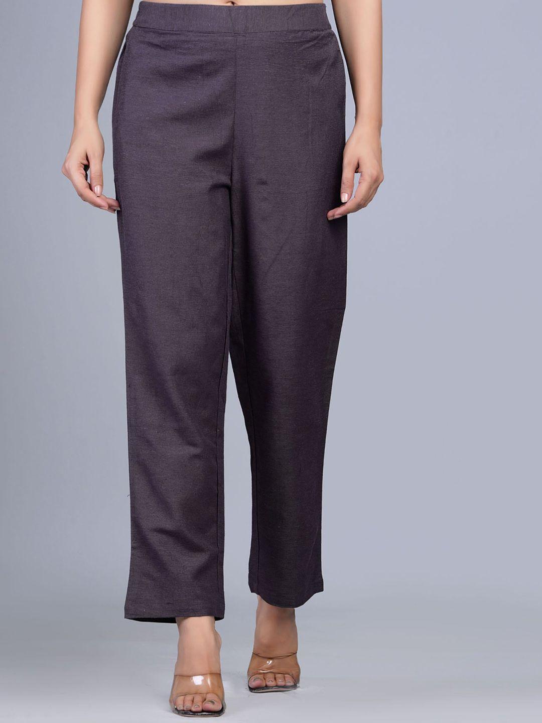 the kurta express women mid-rise pleated cotton trousers