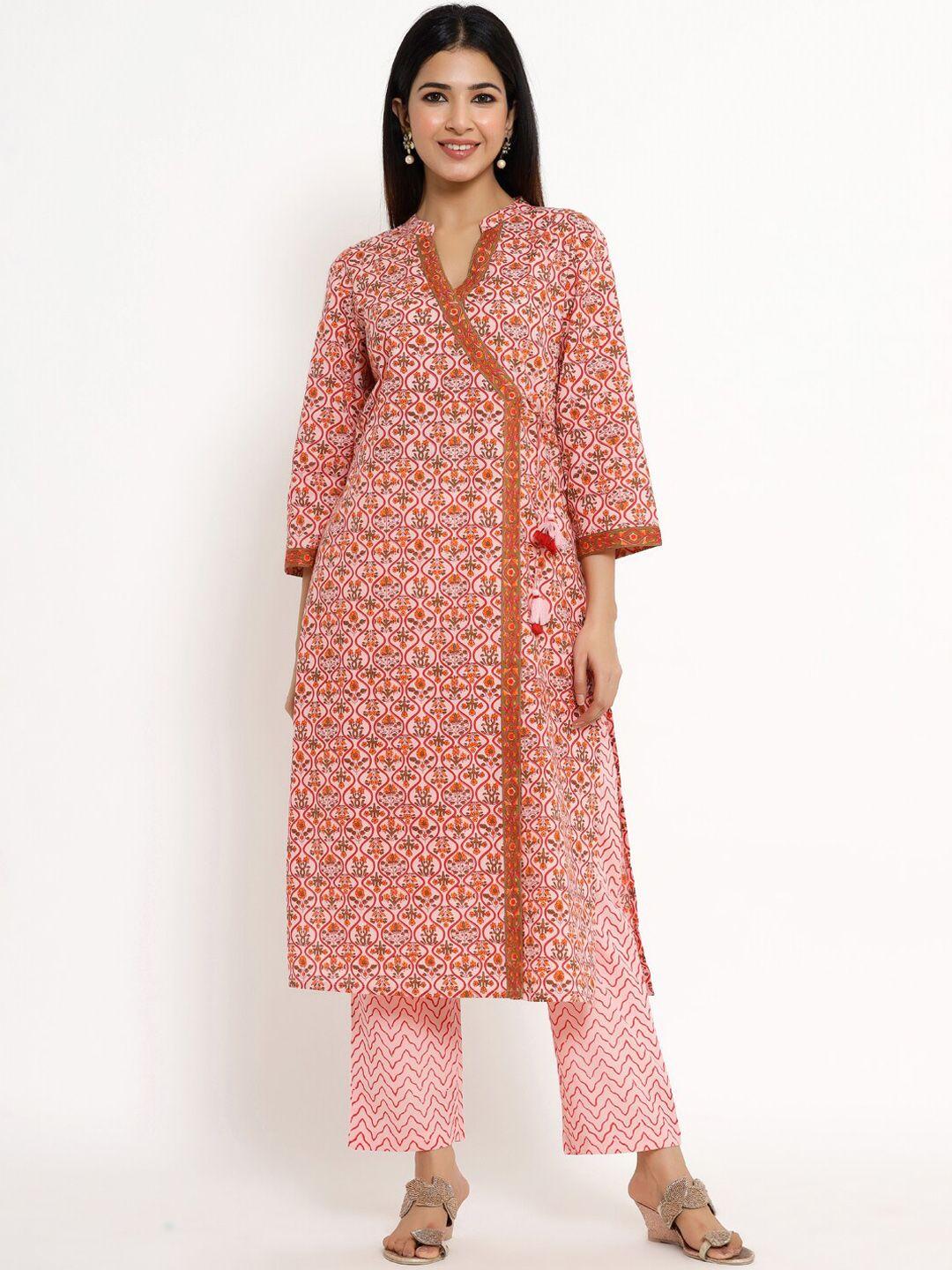 the kurta express women pink pure cotton kurta with trousers & with duppatta