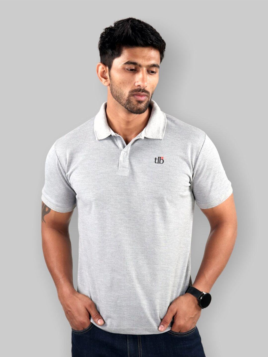 the label bar men grey polo collar t-shirt