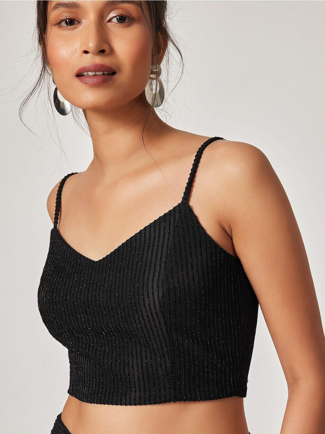 the label life black bralette crop top