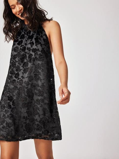 the label life black floral shift dress