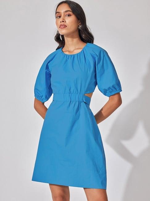 the label life blue a line dress