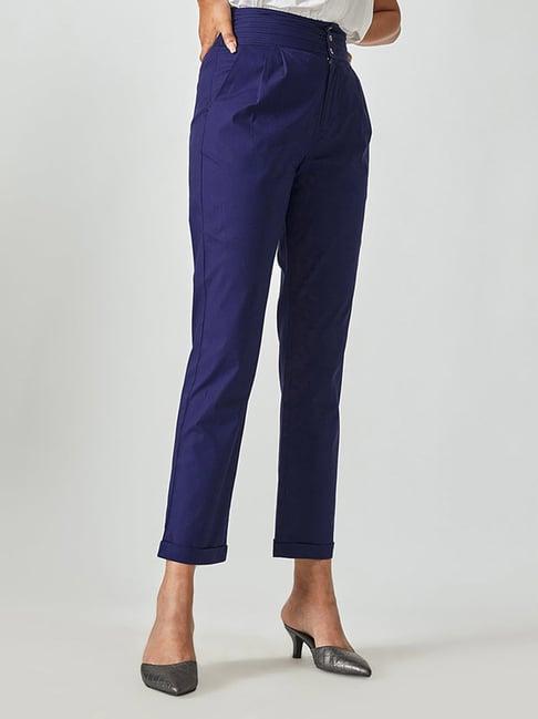 the label life blue cotton regular fit pants