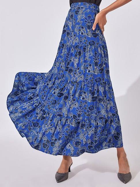 the label life blue printed skirt