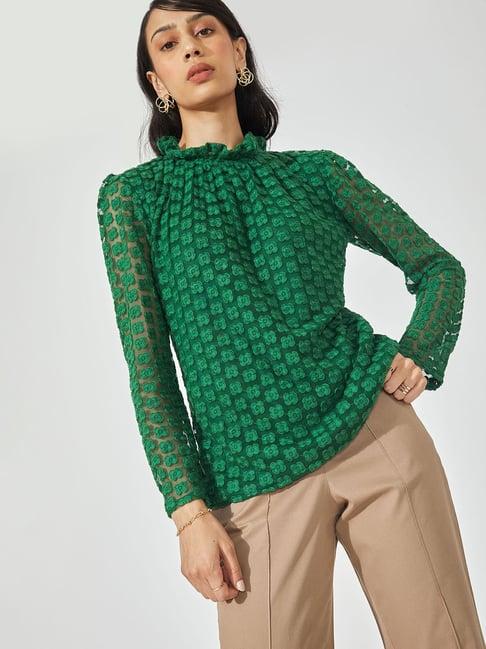 the label life bottle green embroidered top