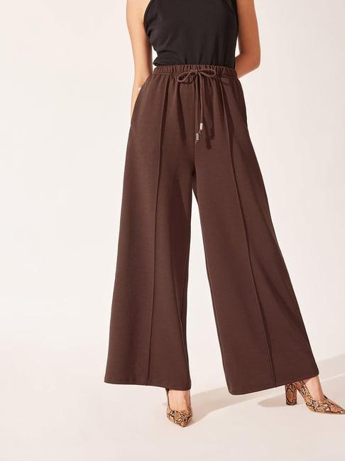 the label life brown regular fit mid rise pants