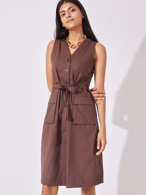 the label life brown shirt dress