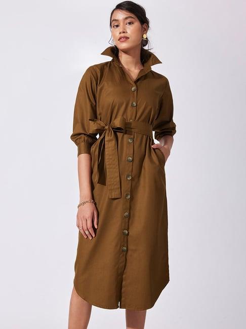 the label life brown shirt dress