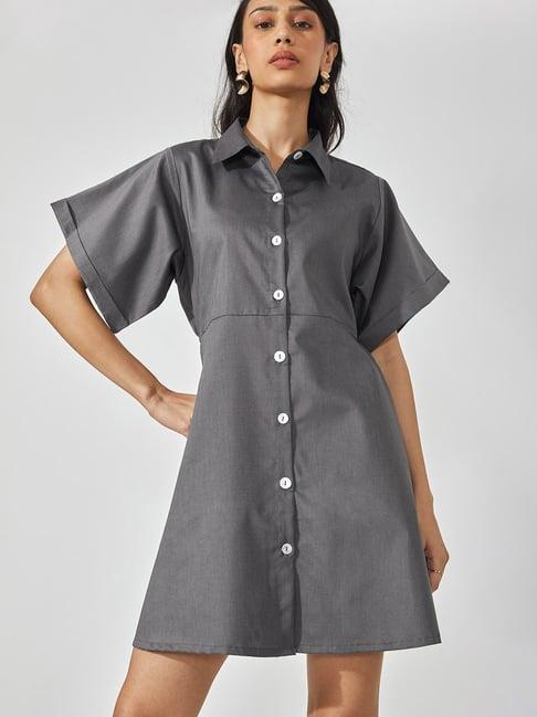 the label life charcoal shirt dress