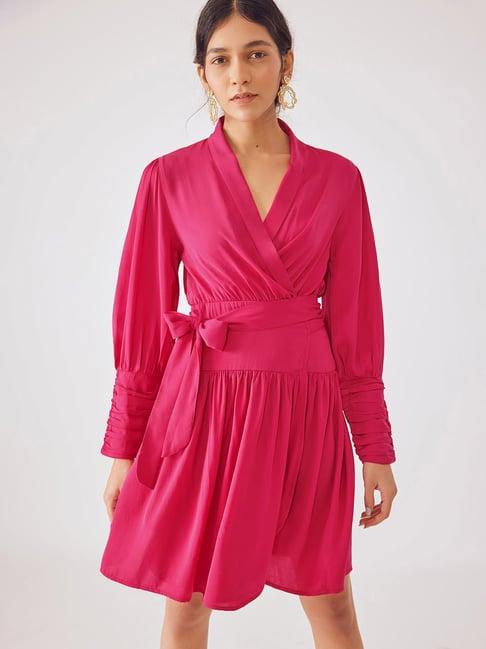 the label life fuchsia wrap dress