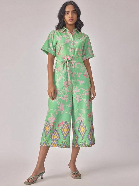 the label life green floral jumpsuit