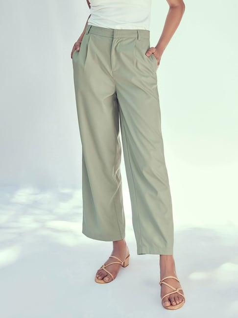 the label life green regular fit high rise trousers