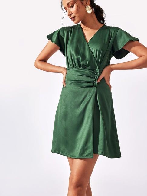 the label life green wrap dress