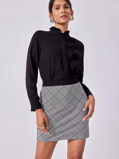 the label life grey printed mini skirt