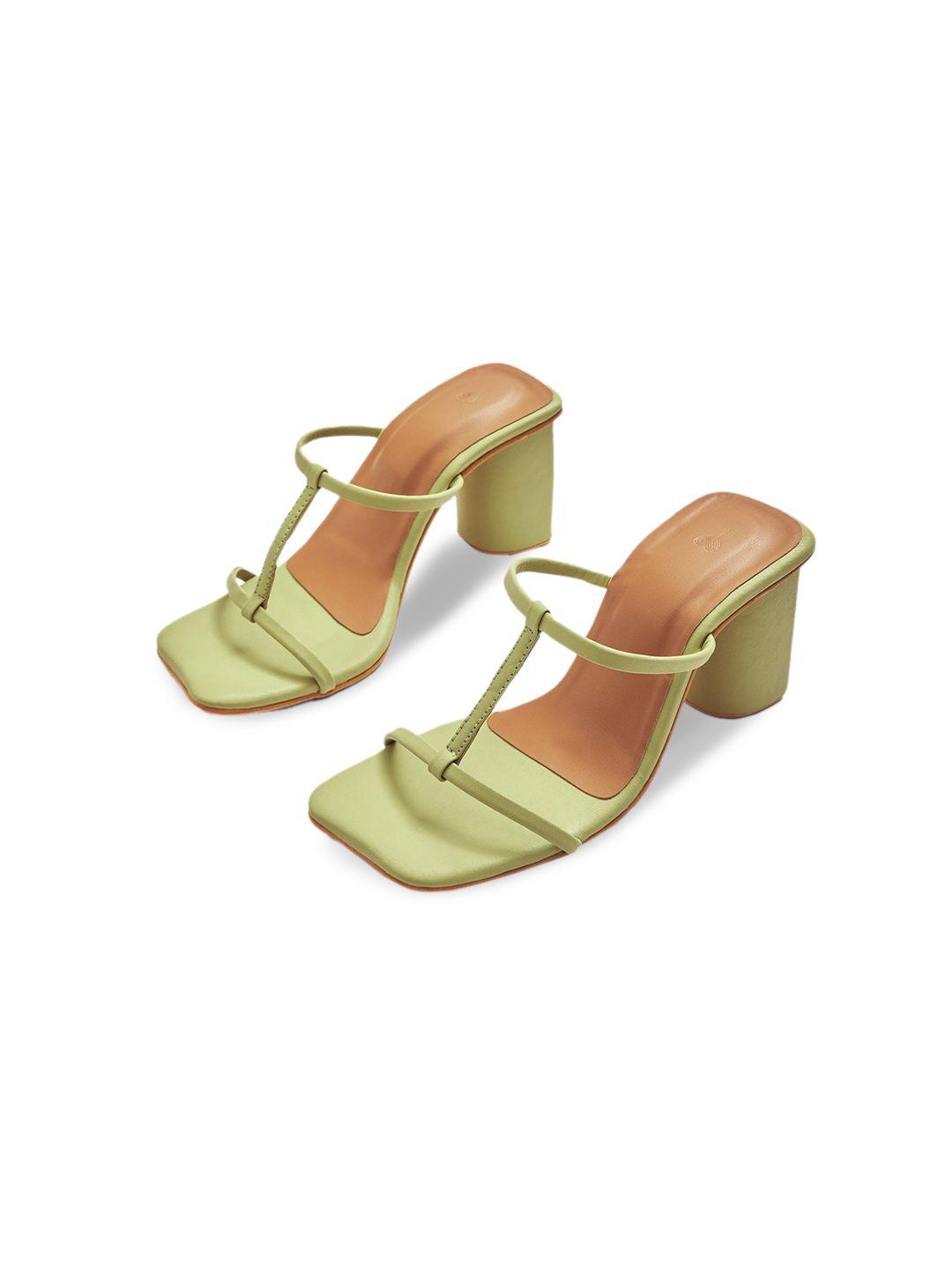 the label life lime green block sandals