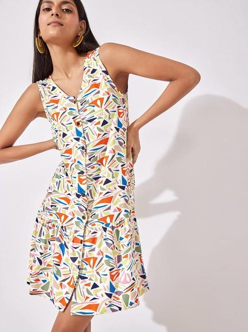 the label life multicolor printed shirt dress