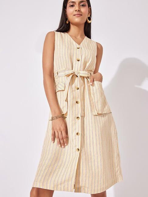the label life multicolor striped shirt dress