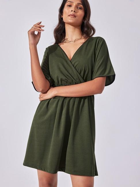 the label life olive wrap dress