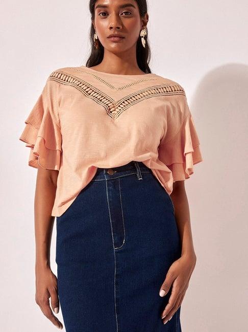 the label life peach lace top