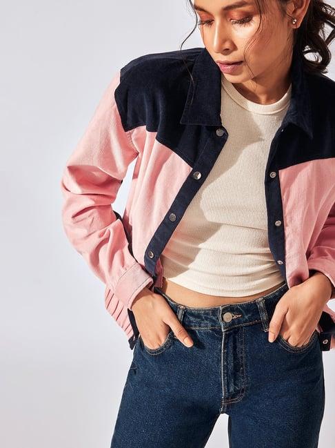 the label life pink & navy color-block jacket
