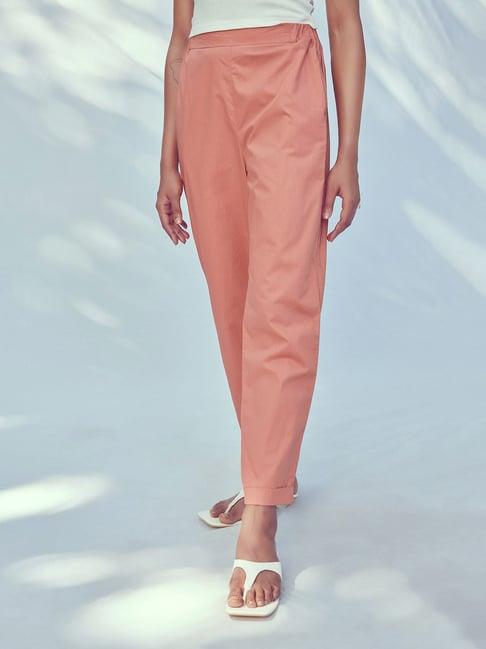 the label life pink regular fit high rise trousers