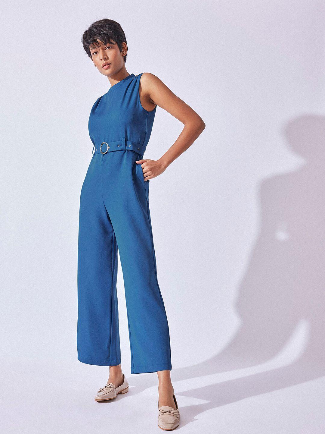 the label life round neck belted basic jumpsuit
