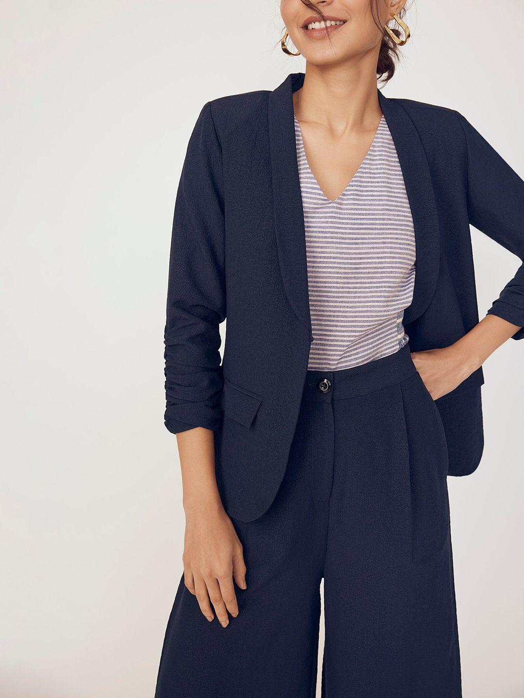 the label life ruched sleeves single-breasted blazer