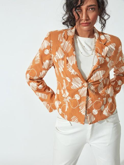 the label life rust printed blazer