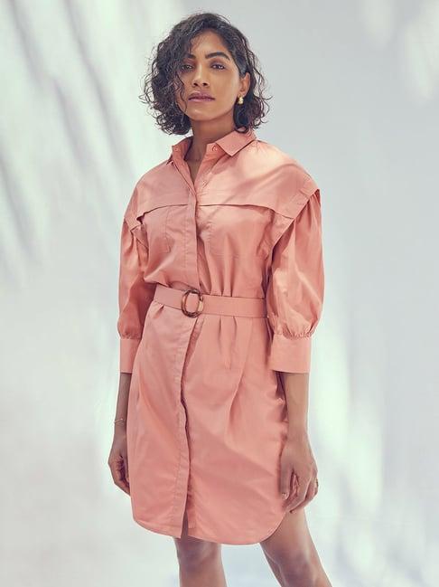 the label life rust shirt dress