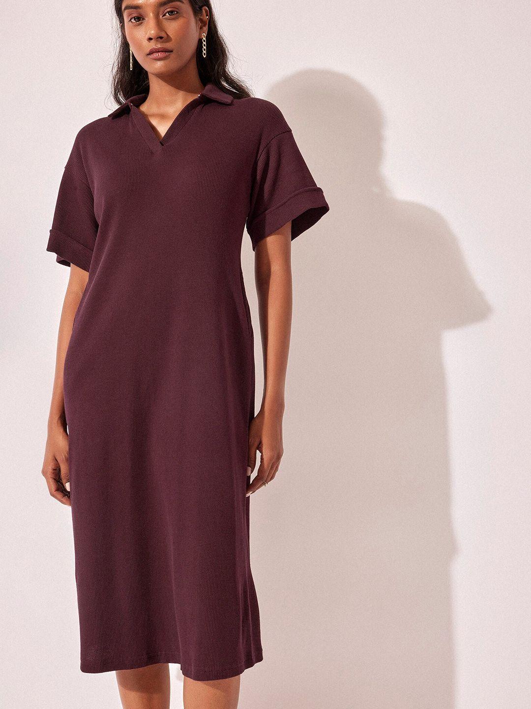 the label life shirt collar drop shoulder cotton a-line dress