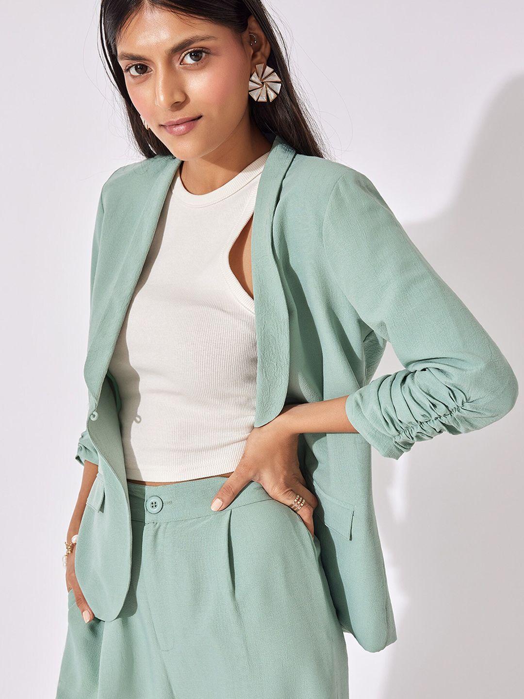 the label life single breasted ruched blazer