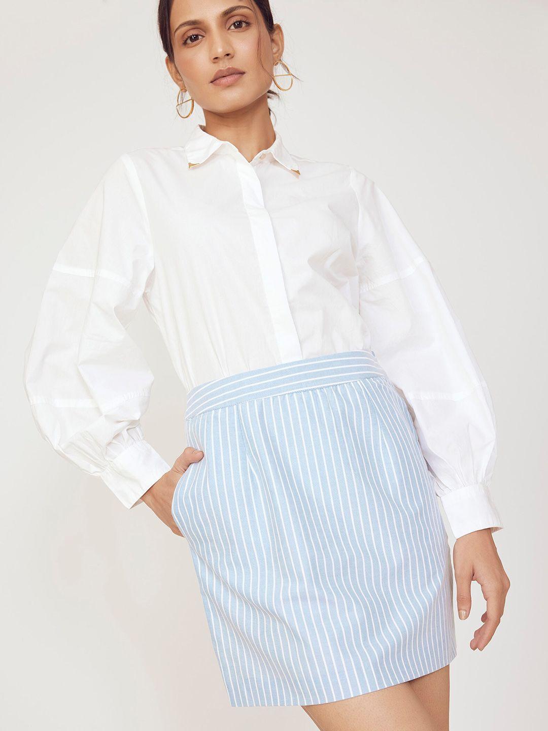 the label life striped straight mini skirt