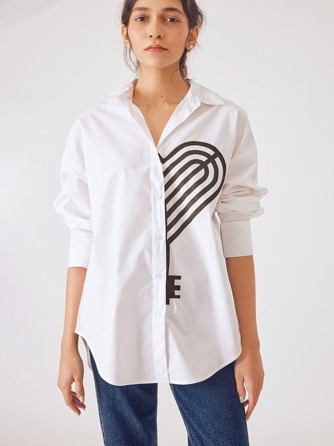 the label life white & black printed shirt