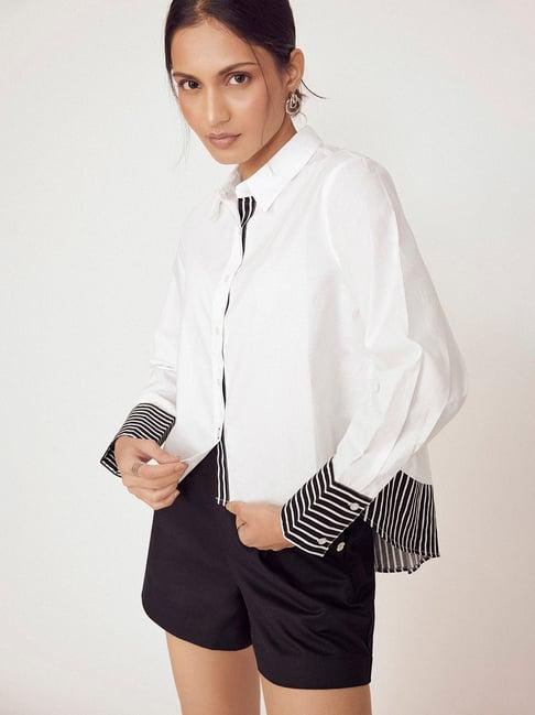 the label life white & black striped shirt