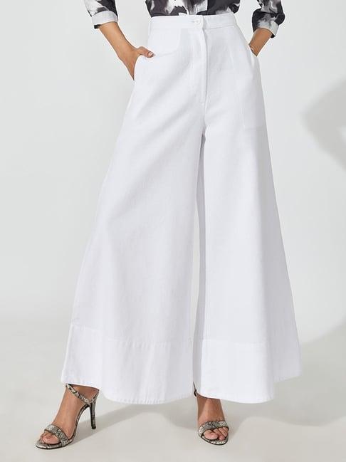 the label life white cotton flare fit flared pants