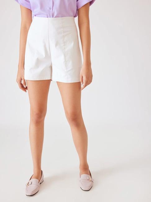 the label life white relaxed fit shorts