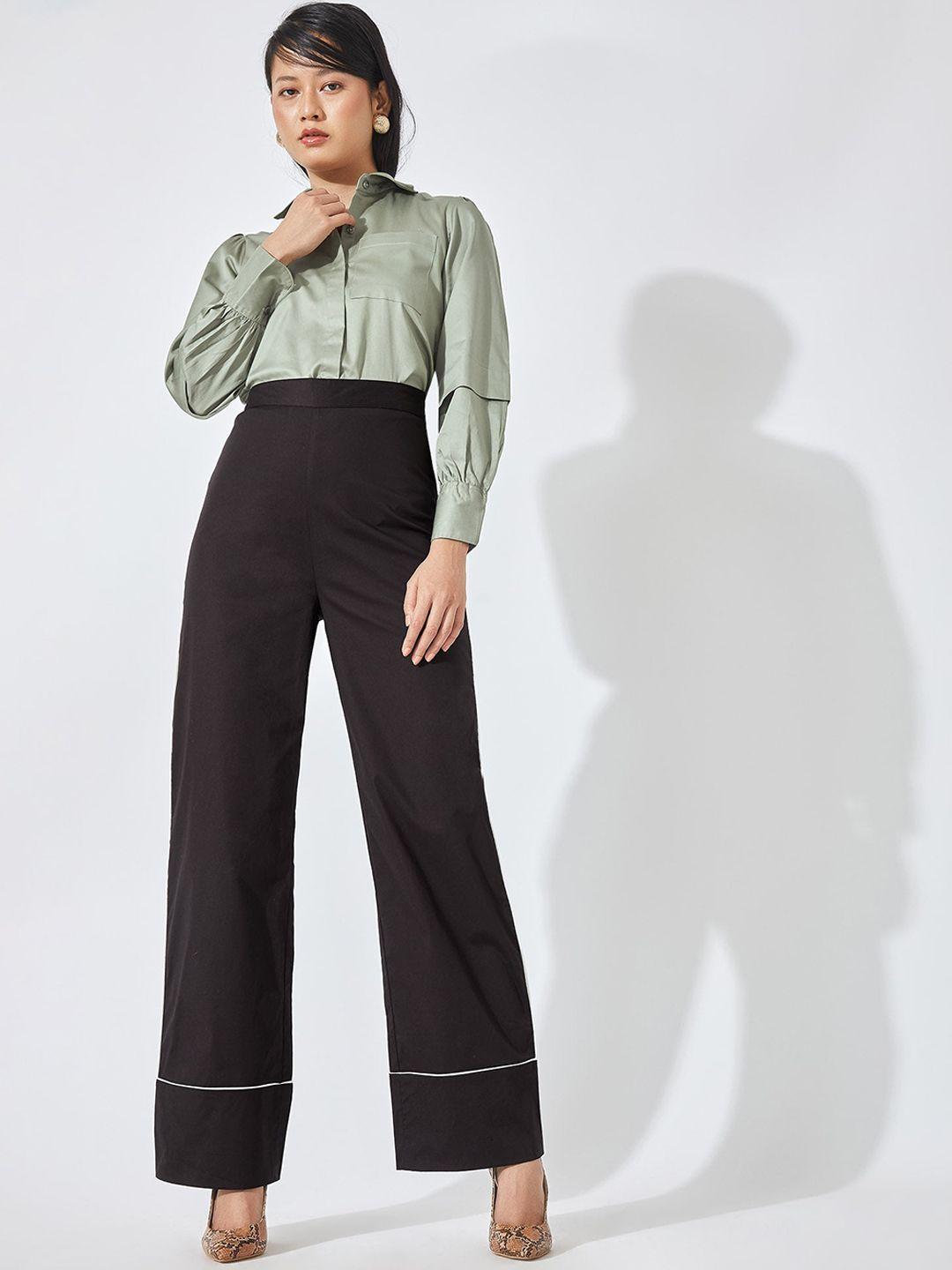 the label life women black flared high-rise trouser
