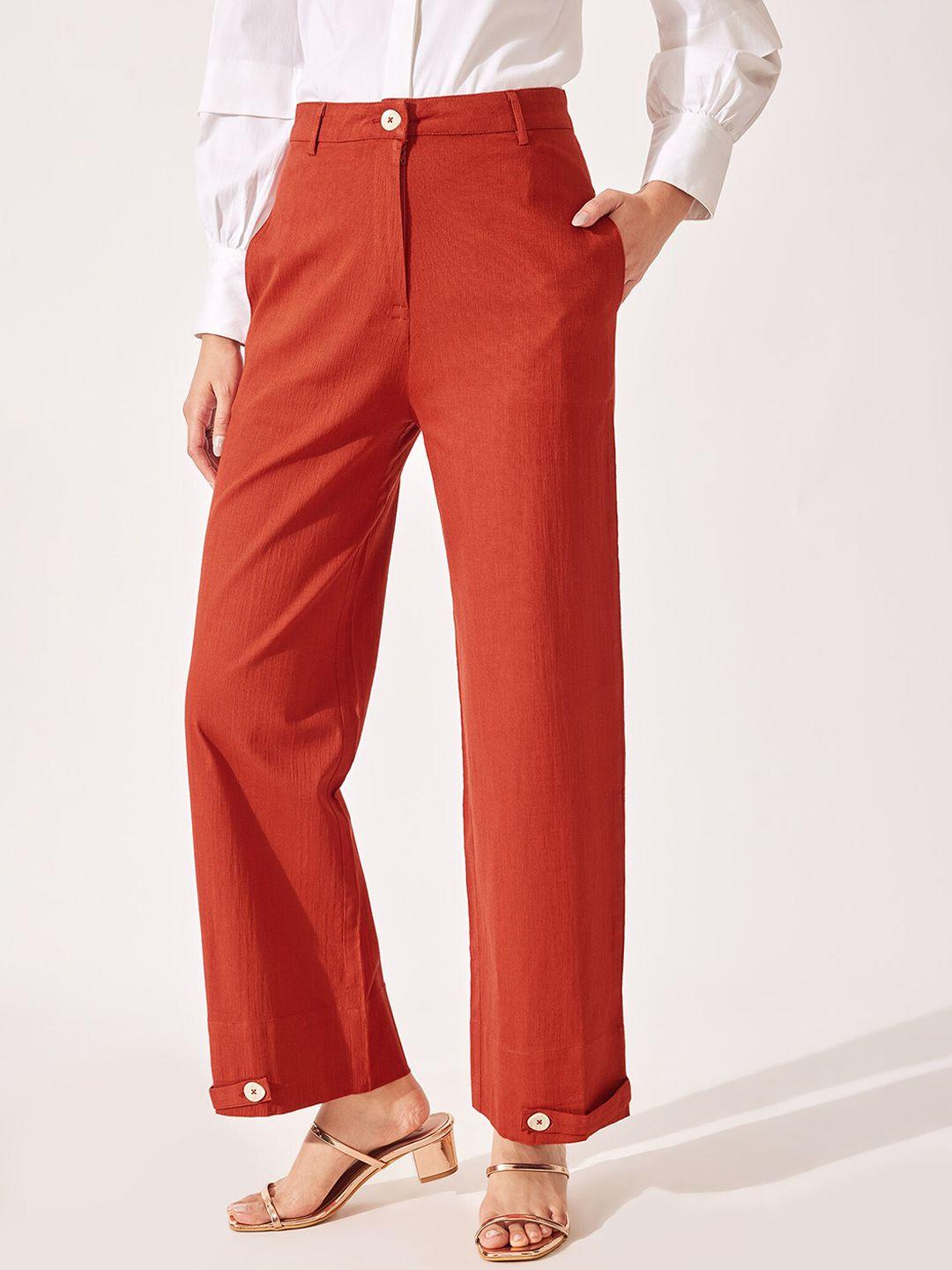 the label life women flared high-rise cotton trousers