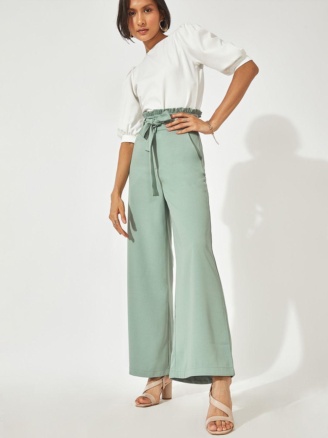 the label life women flared high-rise trousers