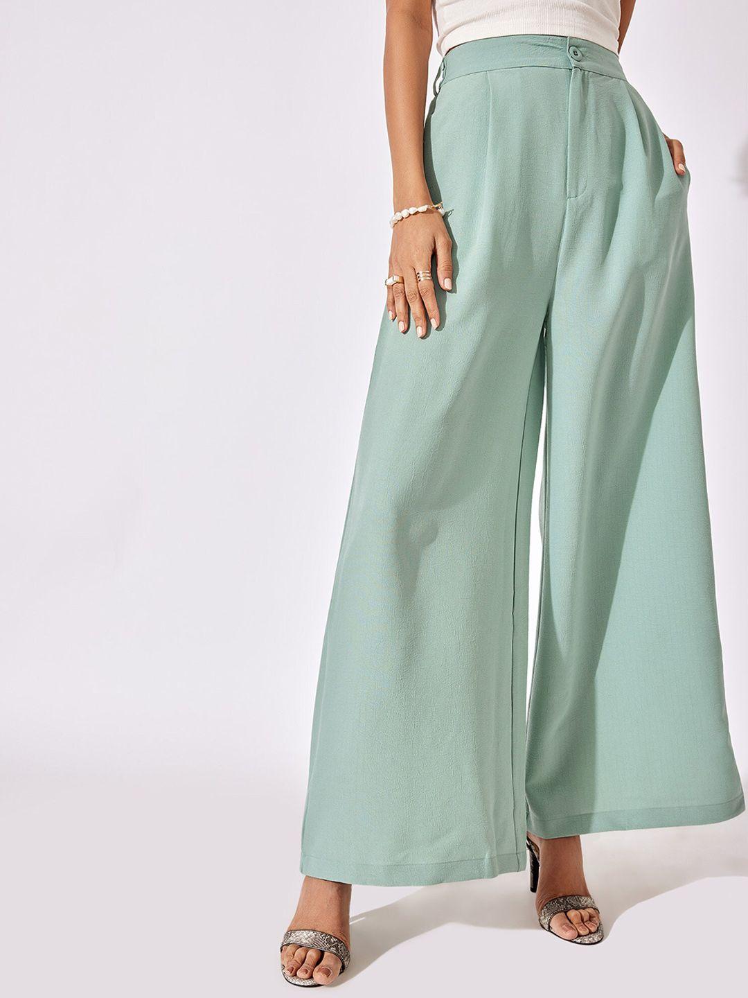 the label life women flared pleated trousers