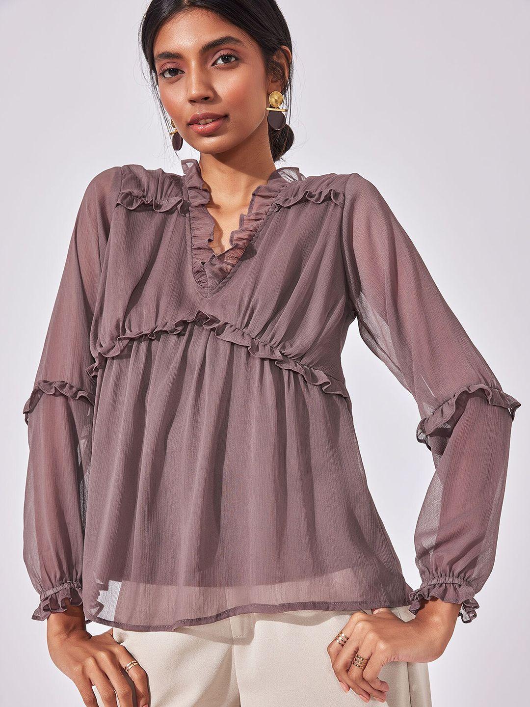 the label life women mauve georgette empire top