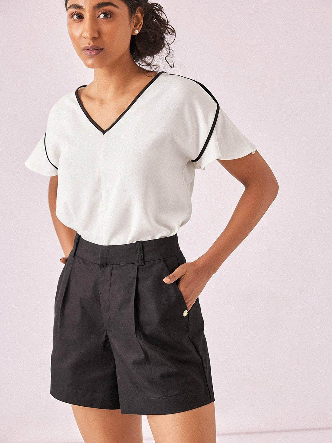 the label life women mid rise cotton shorts