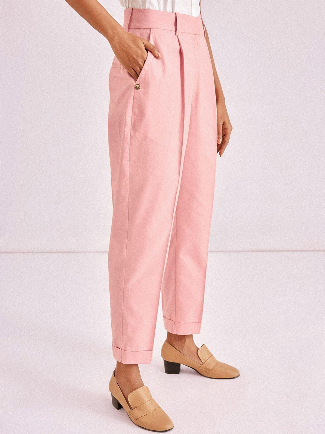 the label life women pink tapered fit trousers