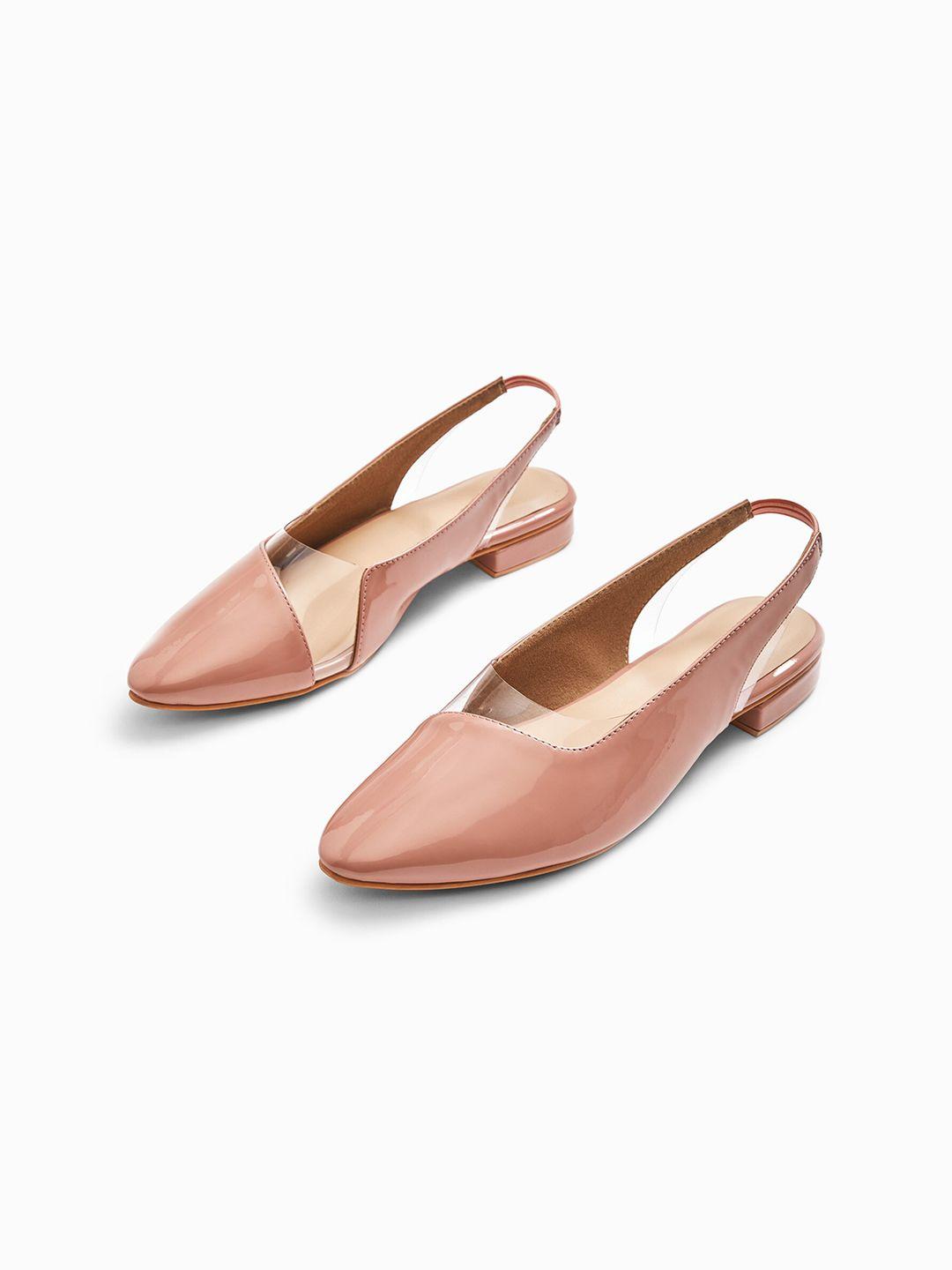 the label life women pink vinyl ballerinas